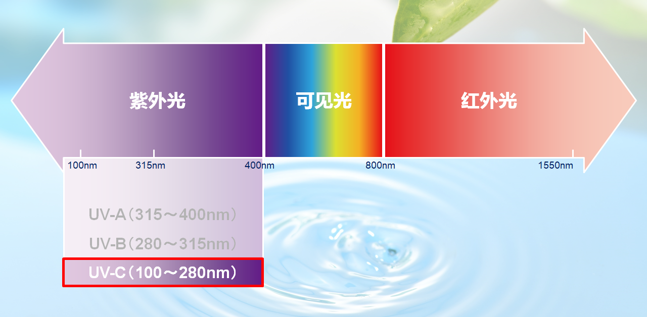 紫外光是波长为100～400nm的不可见光。